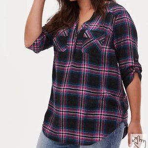 Torrid Harper Plaid Blouse Size 1